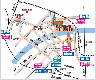 バス路線図・道路地図(クリックで拡大図を表示)
